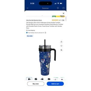 Zak Designs 40oz Stitch Halloween Straw Handle Tumbler